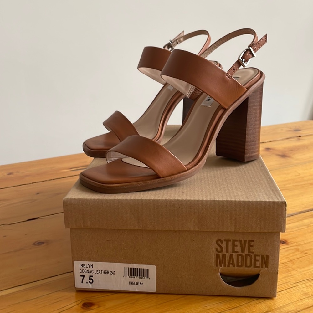 Steve Madden - NEW - IRELYN Cognac Leather Heels Size 7.5